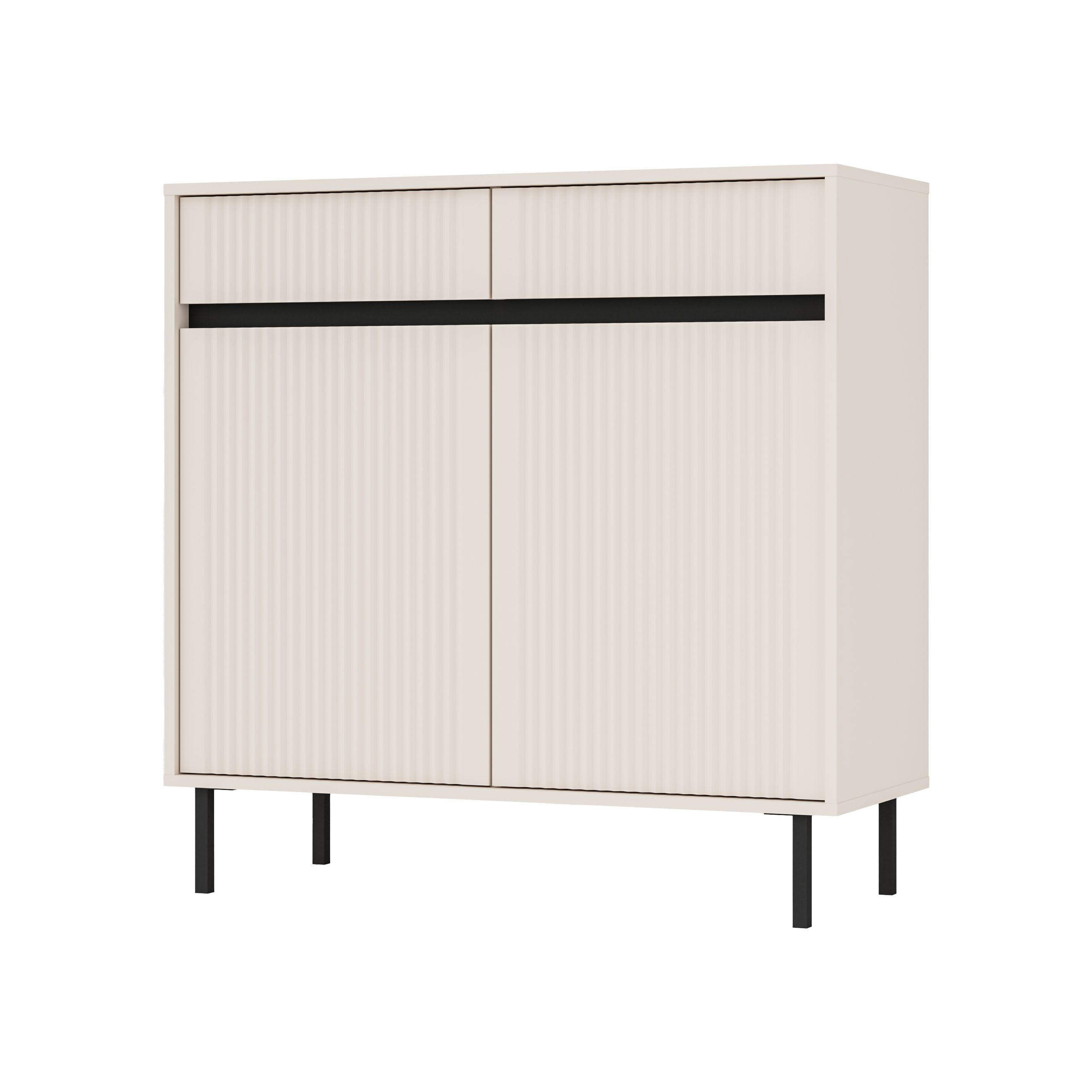 KOMMODE OSTIA 100/100/40 cm mit 2 Schubladen 2 Türen Beige - Beige, Holzwerkstoff (100/100/40cm) - MASSENO