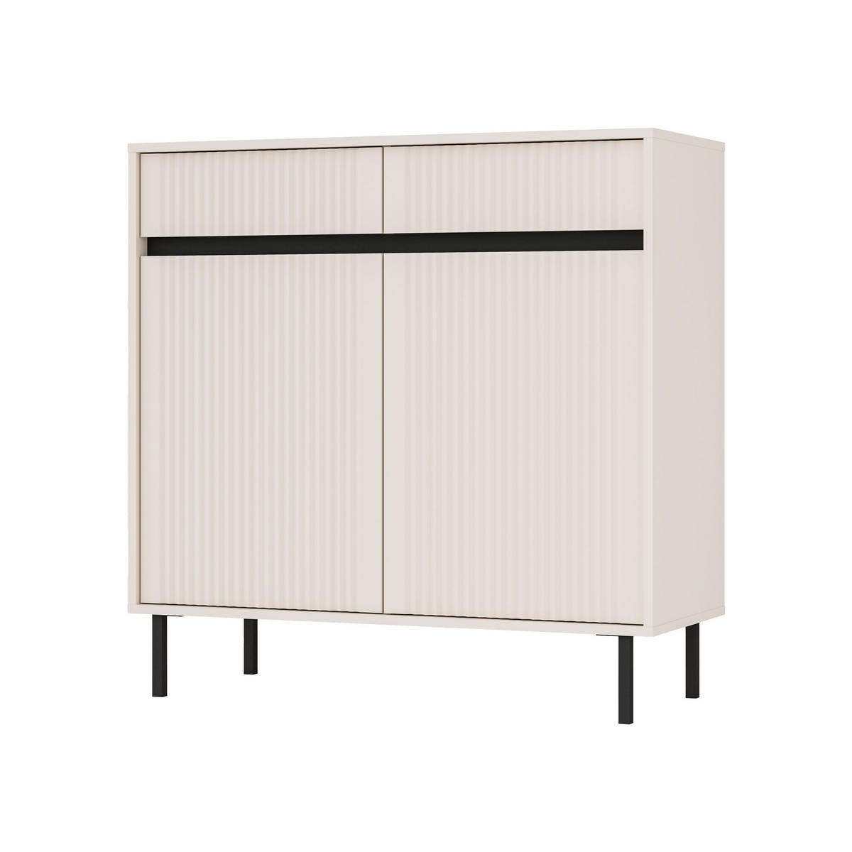 KOMMODE OSTIA 100/100/40 cm mit 2 Schubladen 2 Türen Beige - Beige, Holzwerkstoff (100/100/40cm) - MASSENO