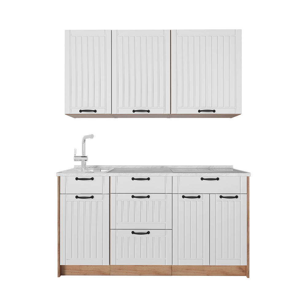 Vicco JEDNOTKOVÁ KUCHYNĚ Fame-Line, Bílý venkovský dům/Zlatý mocný dub, 150 cm, PD Mramor