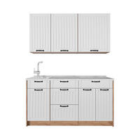 SINGLEKÜCHE Fame-Line, Weiß Landhaus/Goldkraft Eiche, 150 cm, AP Marmor - Honigeiche/Weiß, Holzwerkstoff (150/82/60cm) - Vicco