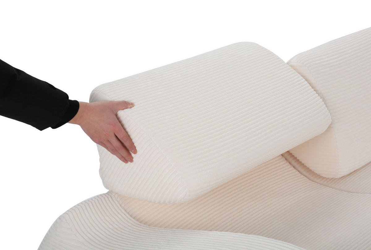SOFA modular mit Schlaffunktion Cord Beige 3-tlg. - Beige, Kunststoff (115/76/247cm) - Meubliv