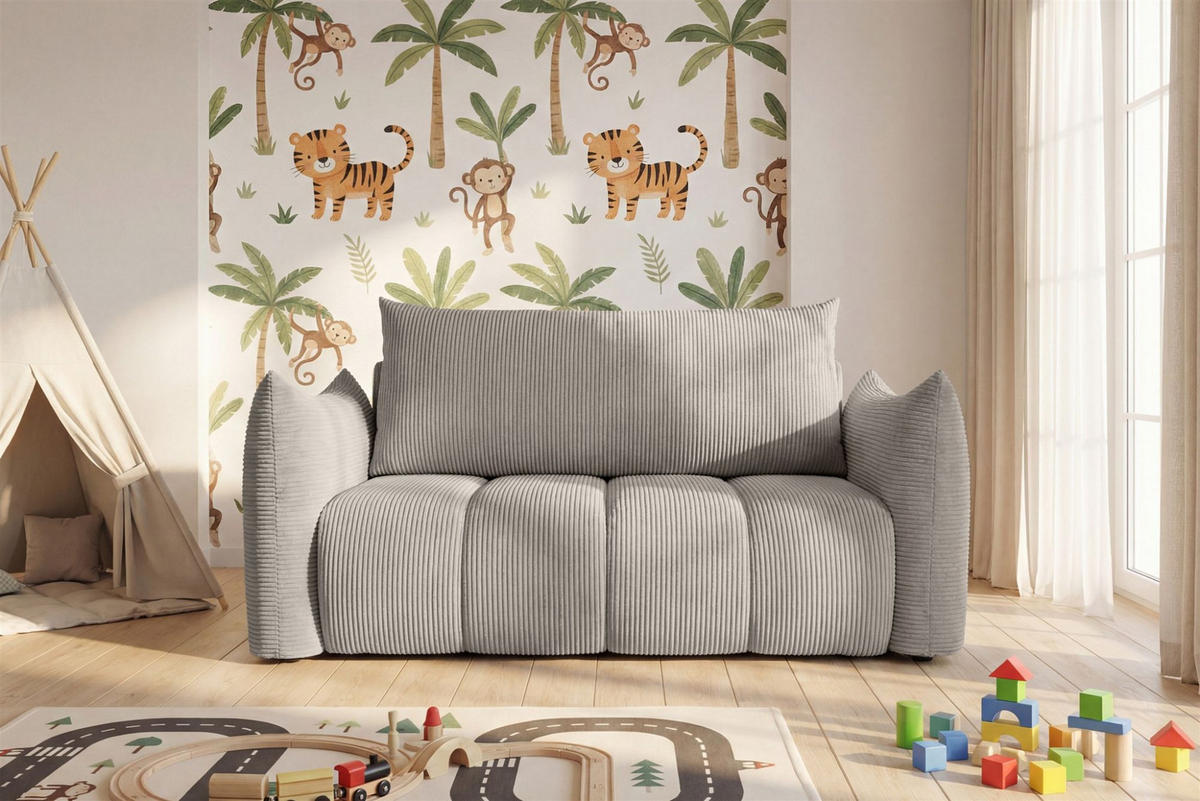 SOFA 2er-sitzer Ontario Mit Liegefunktion - Hellgrau, Holzwerkstoff/Textil (162/86/101cm) - Fun Möbel
