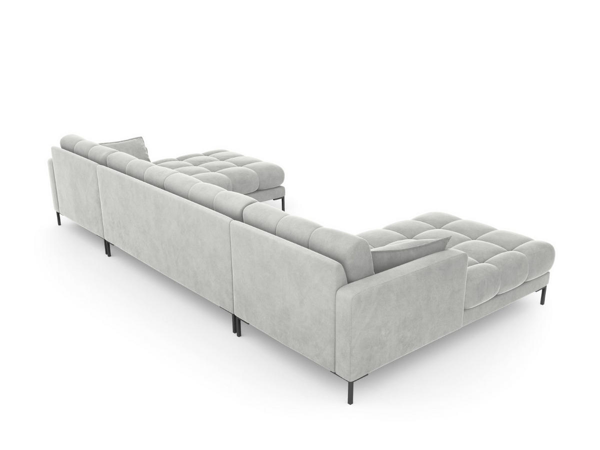 PANORAMASOFA Mamaia aus Samt silber 6 Sitzplätze - Silberfarben, Textil (185/75/383cm) - Micadoni