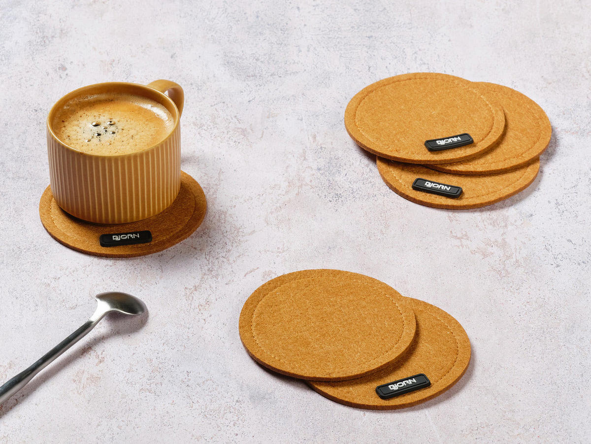 UNTERSETZER - 6er-Set - Recycelter Filz in Braun - Braun, Textil (10/10cm) - Björn