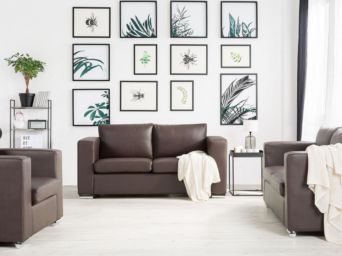 3-SITZER-SOFA Echtleder Braun Helsinki - Dunkelbraun, Leder/Fell (186/72/76cm) - Beliani
