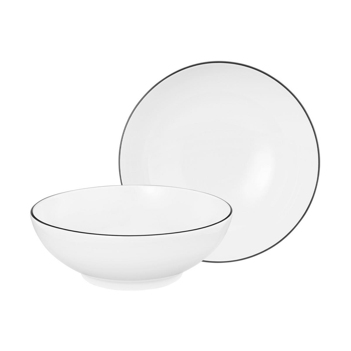 DESSERTSCHALEN RUND Lido Black Line weiß ø 15 cm 2er Set - Weiß, Keramik (15.2cm) - Seltmann Weiden