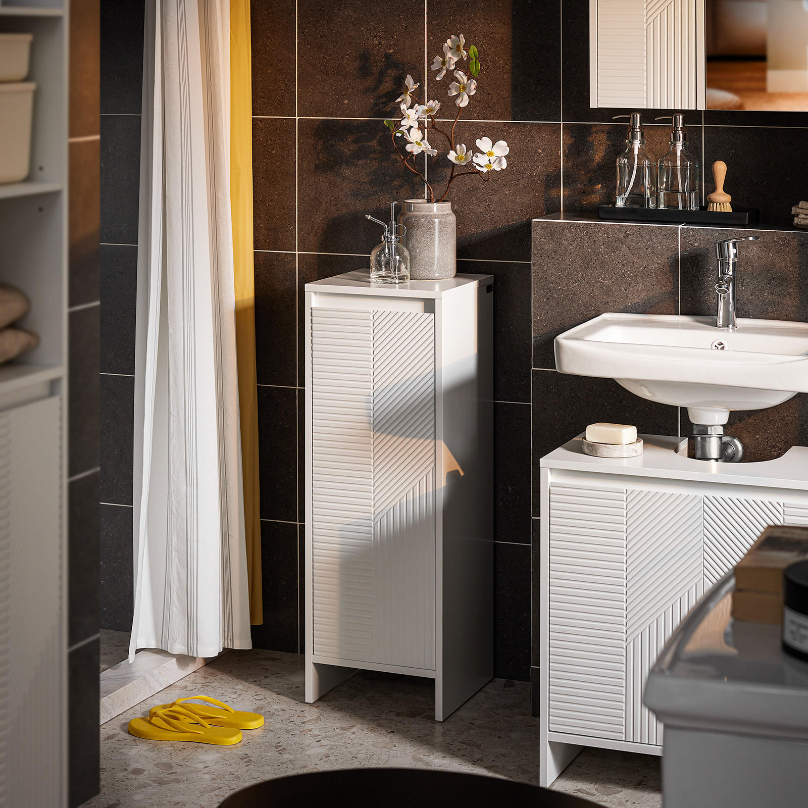 WÄSCHESCHRANK Weiß - Weiß, Holzwerkstoff (30/87/30cm) - SoBuy