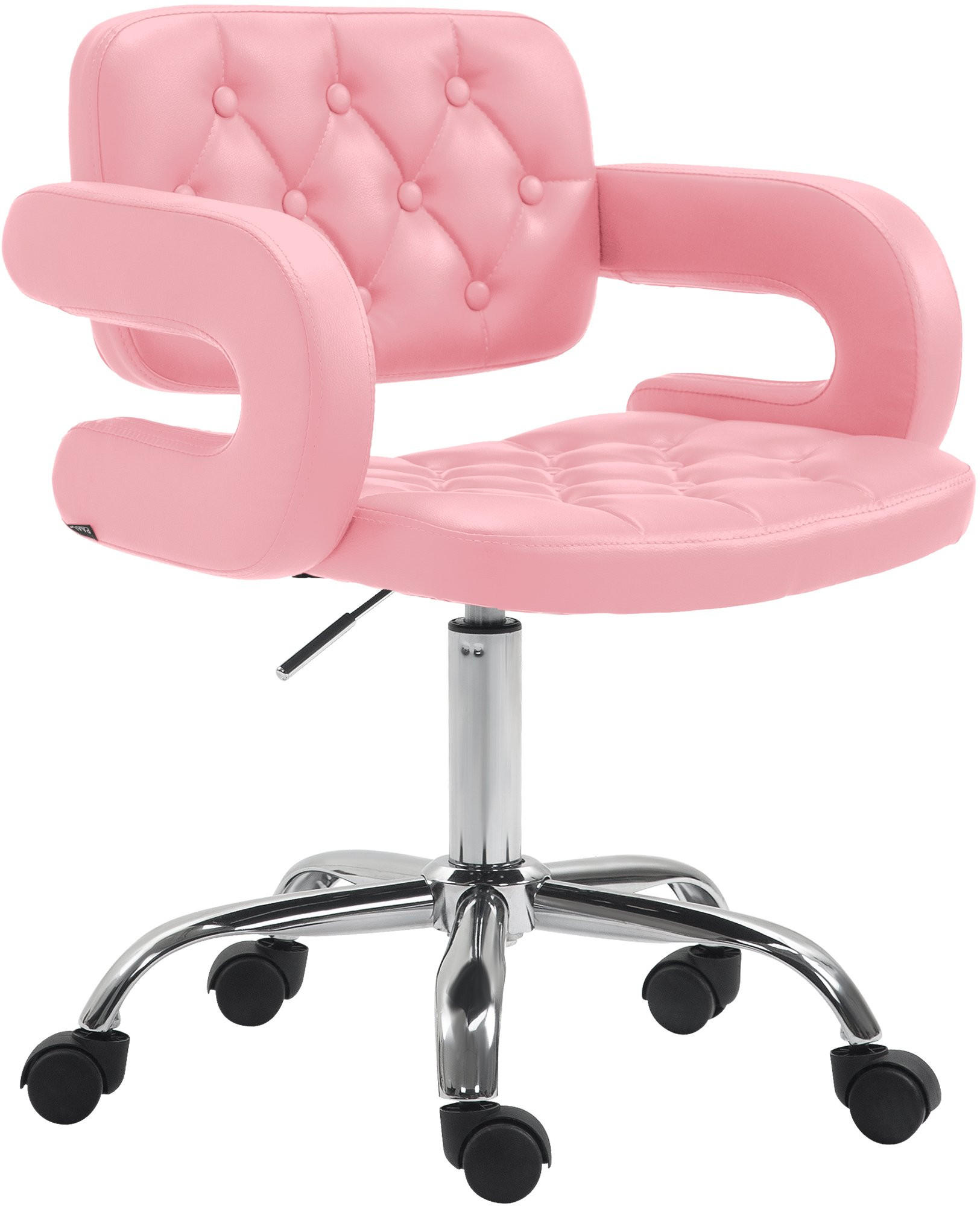 DREHSTUHL Lederlook pink - Chromfarben/Pink, Textil/Metall (62/78/55cm) - CLP