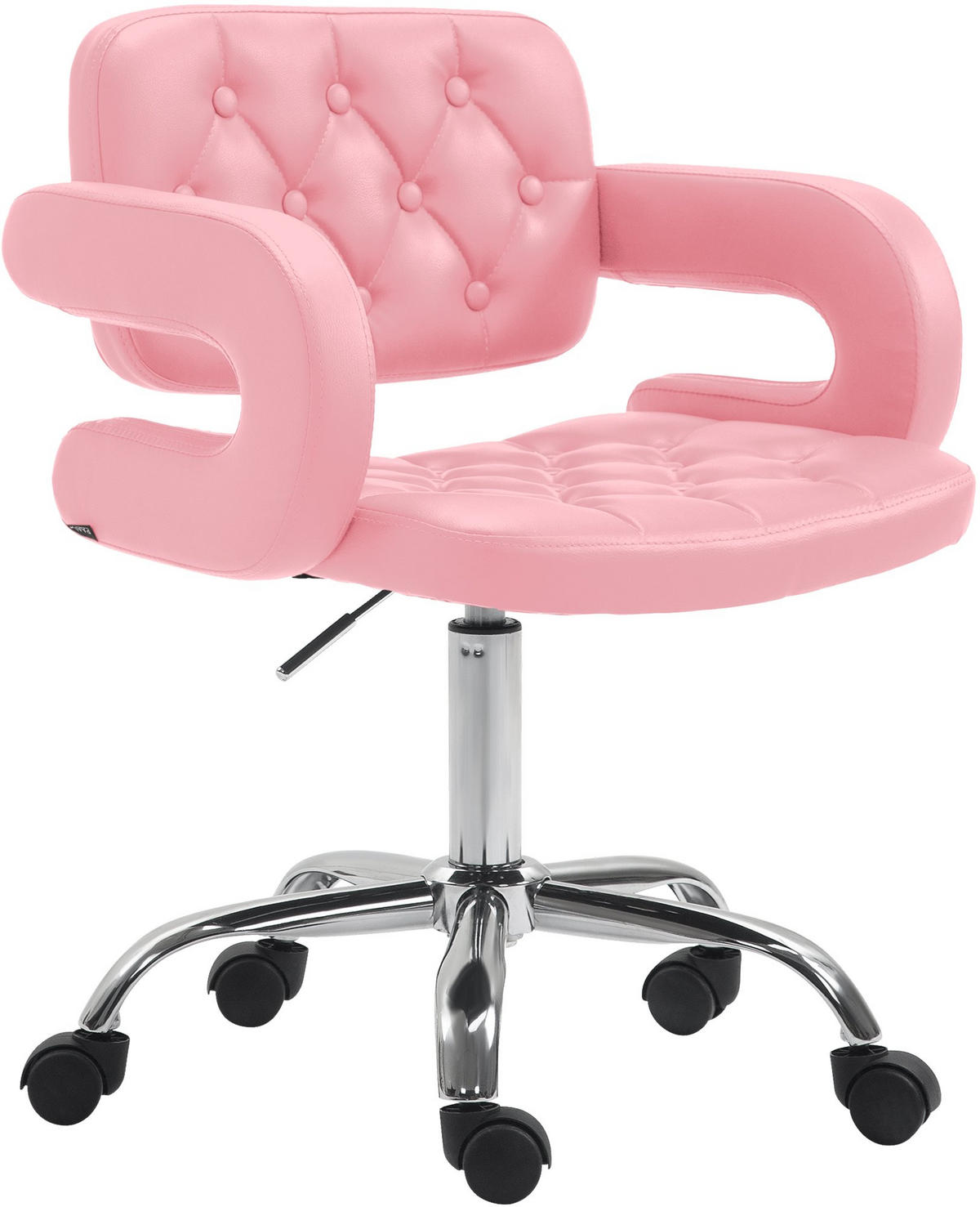 DREHSTUHL Lederlook pink - Chromfarben/Pink, Textil/Metall (62/78/55cm) - CLP