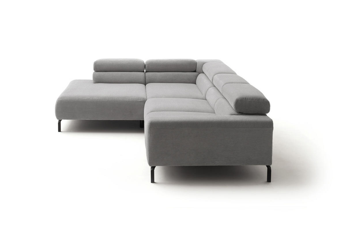 ECKSOFA DELIA Steingrau Cord - Greige/Schwarz, Textil/Metall (312/219cm) - KAWOLA