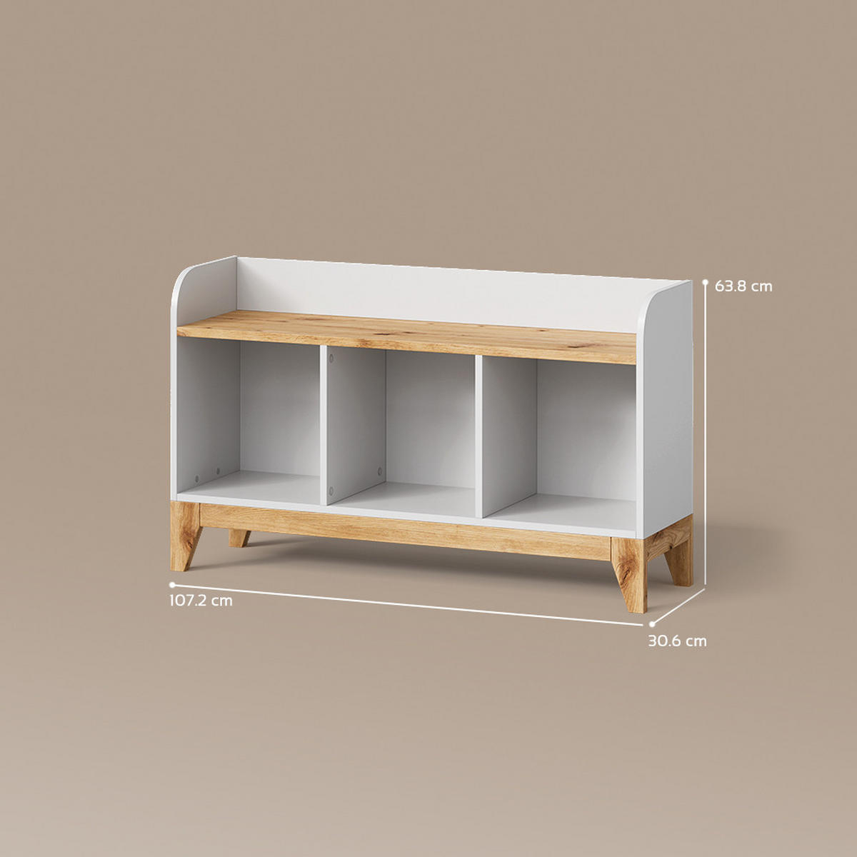 KINDERSITZBANK Mailo Weiß/Artisan 107.2 x 63.8 cm mit 2 Schubladen - Weiß/Eiche Artisan, Holzwerkstoff (107.2/63.8/30.6cm) - Livinity®