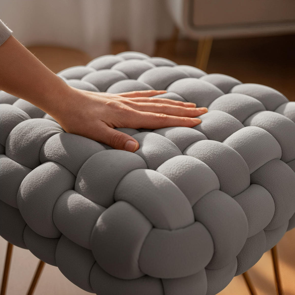 SITZHOCKER DOTTY, Grau, T38xB38xH42 - Grau, Holz (38/42/38cm) - Milordbikes