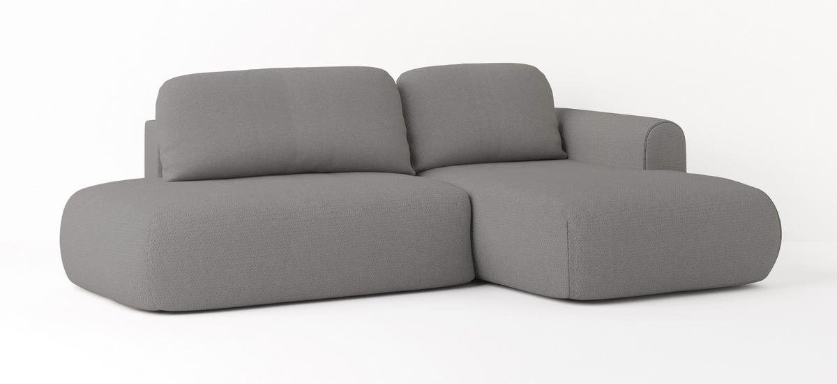 ECKSOFA NUVIRA R-S Grau Geflochtener Stoff mit Schlaffunktion - Grau, Holz (274/165cm) - MASSENO