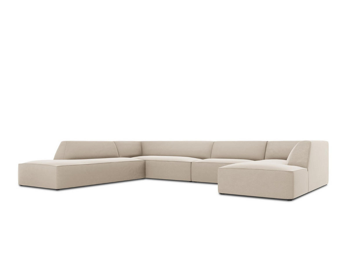 PANORAMASOFA links Ruby aus Samt beige 7 Sitzplätze - Beige, Textil (273/69/366cm) - Micadoni