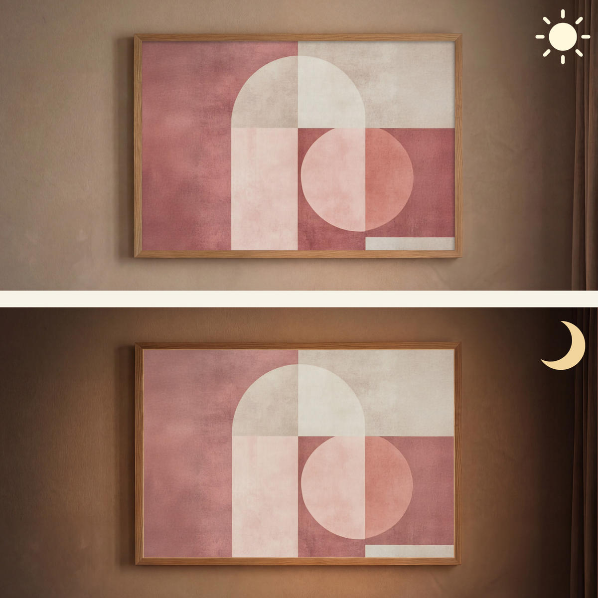 WANDLEUCHTE MIT AKKU Figuren - Abstrakt - Rosa 90x60 cm - Altrosa, Holzwerkstoff (90/60/8cm) - OnlyWow