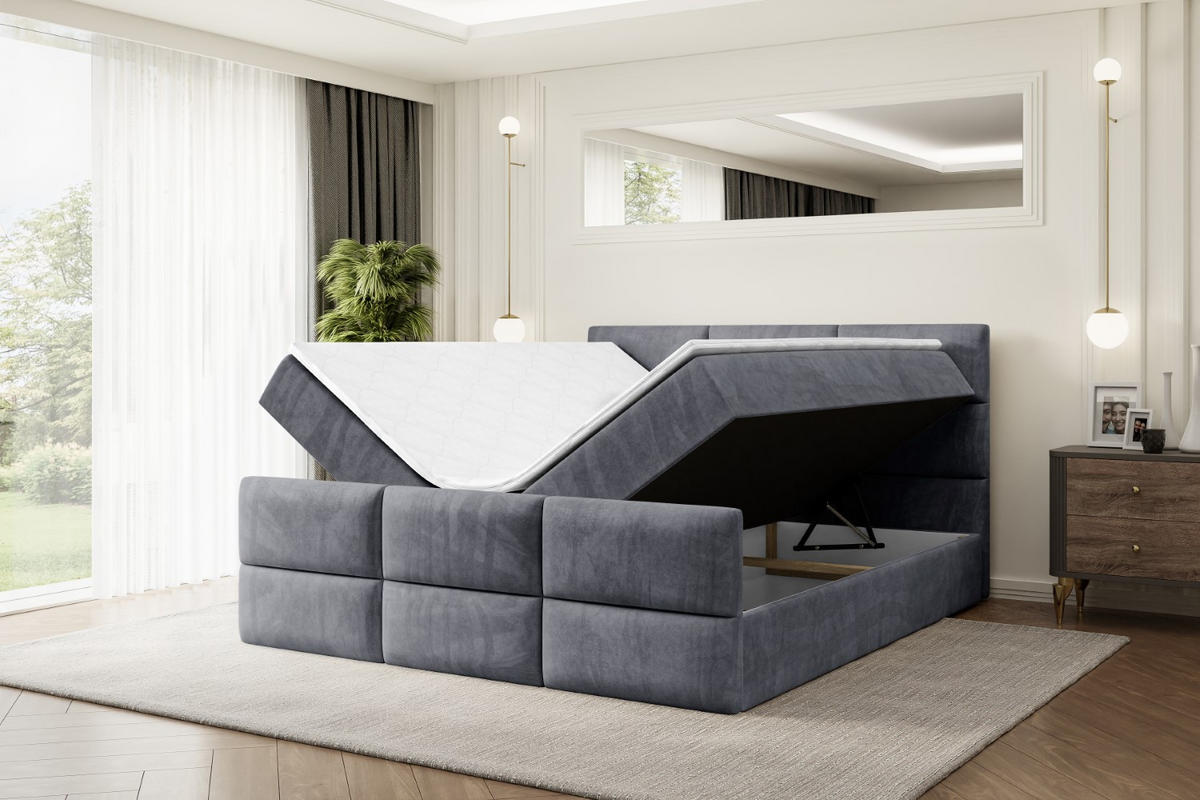 BOXBETT OHIO-Z - 120x200 cm - H4 - Dunkelgrau - Dunkelgrau, Holzwerkstoff (120/200cm) - ALTDECOR