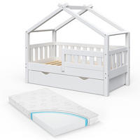 HAUSBETT Design Weiß 70x140 cm mit Schublade und Matratze - Weiß, Holz (70/140cm) - VitaliSpa