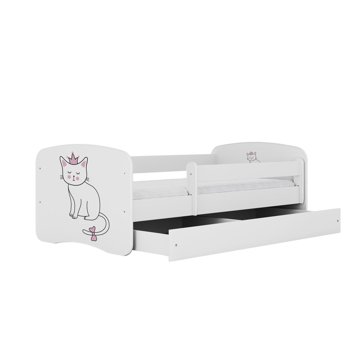 KINDERBETT Katze mit Schublade und Matratze 140/70 - Weiß, Holzwerkstoff (70/140cm) - RAUMHIRSCH FURNITURE