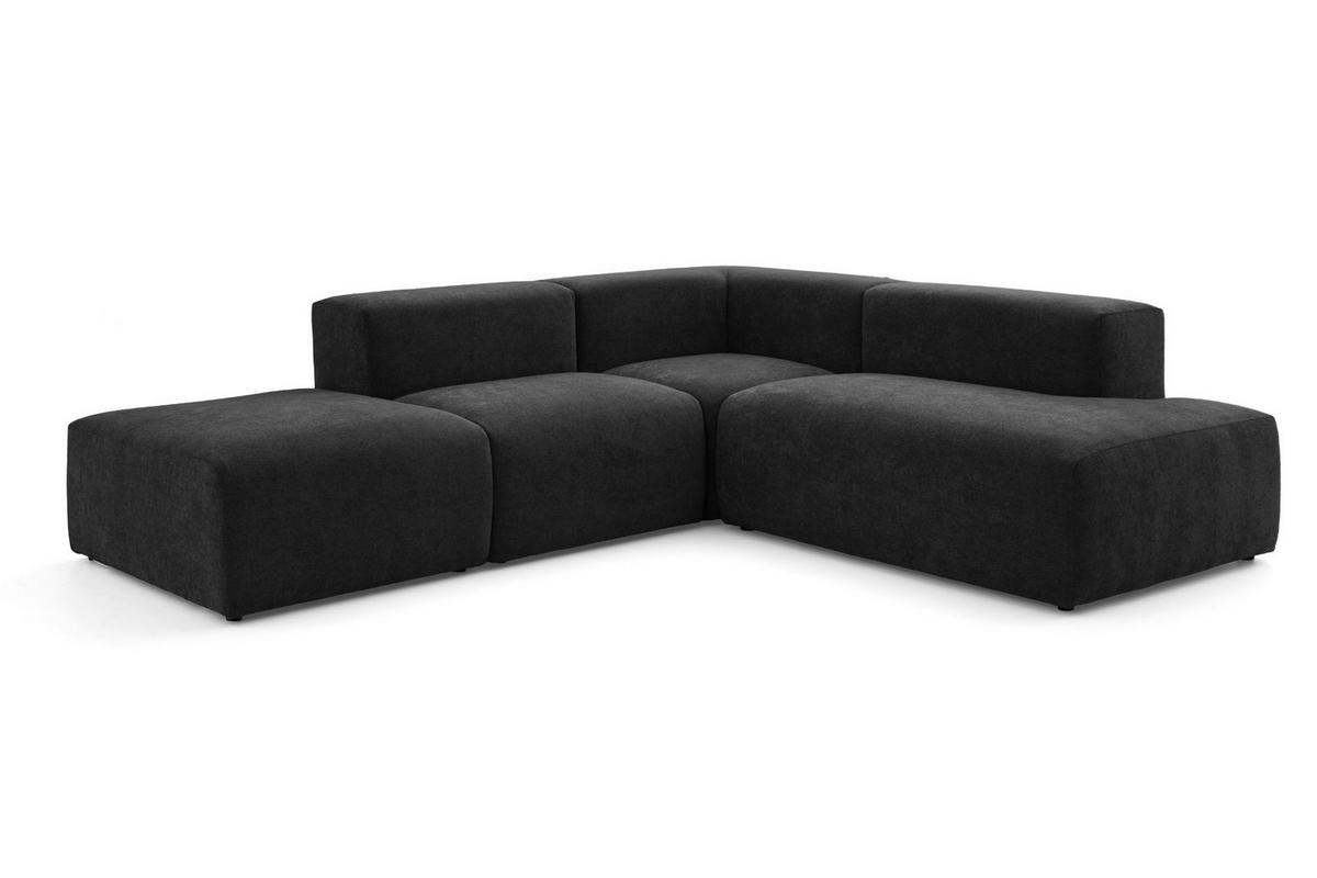4-SITZER modulares Ecksofa HEAVEN SET 3 Rechts, Breite 270 cm Webstoff Schwarz - Schwarz, Holz/Kunststoff (270/245cm) - Muffo