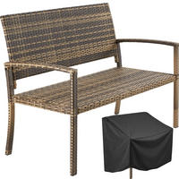 RATTAN-GARTENBANK Murat, 125 x 62,5 x 90 cm, inklusive Schutzhülle, natur - Naturfarben, Kunststoff (125/90/62.5cm) - tectake