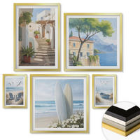 WANDBILDER 5er Set - 50x50 cm & 20x30 cm & 40x60 cm Goldrahmen - Straßenblumen, Fahrrad bemalt - Goldfarben, Kunststoff (40/60cm) - ArtPrintCave
