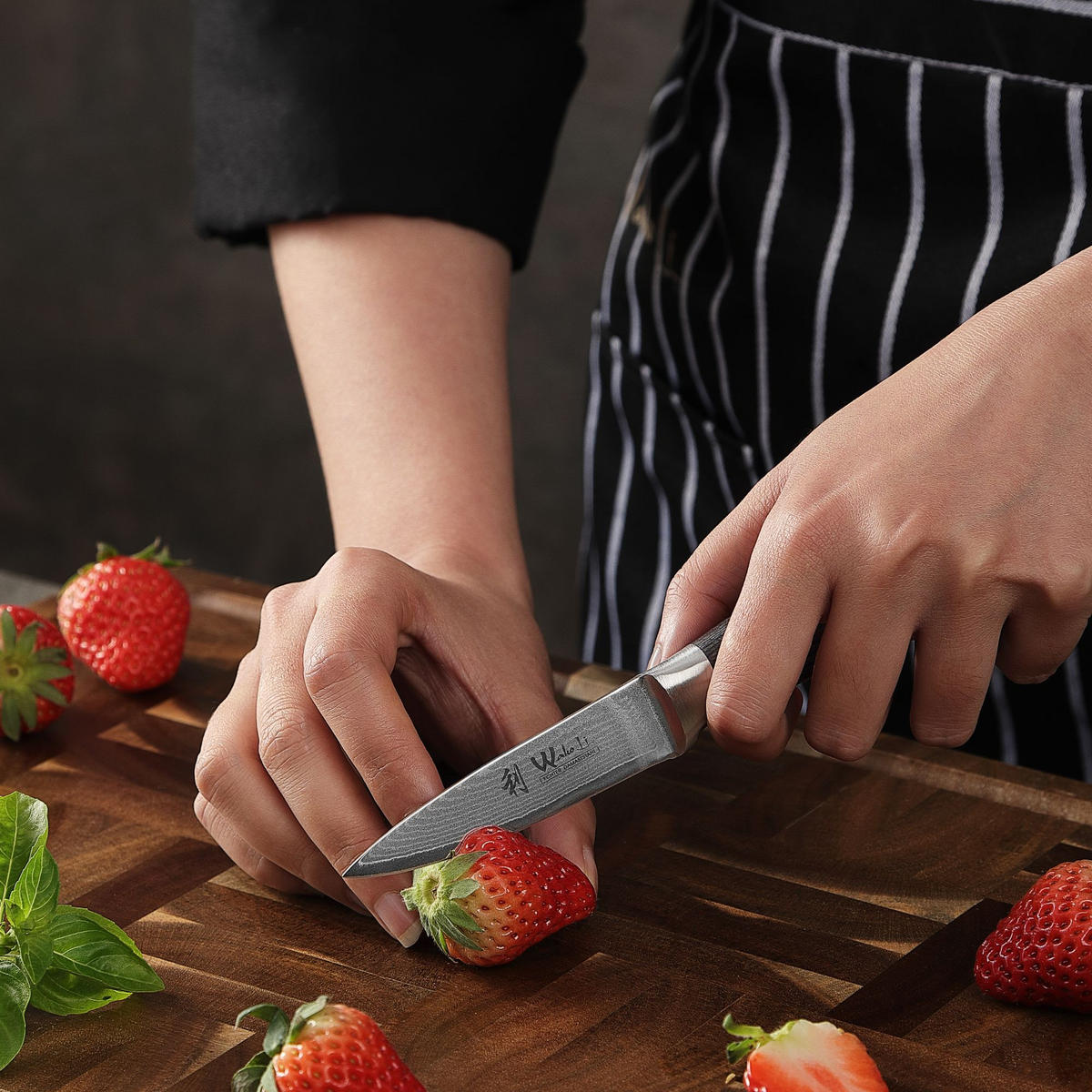 MESSERSET 3-TEILIG 8–17 cm - Grau, Holz/Metall - Wakoli