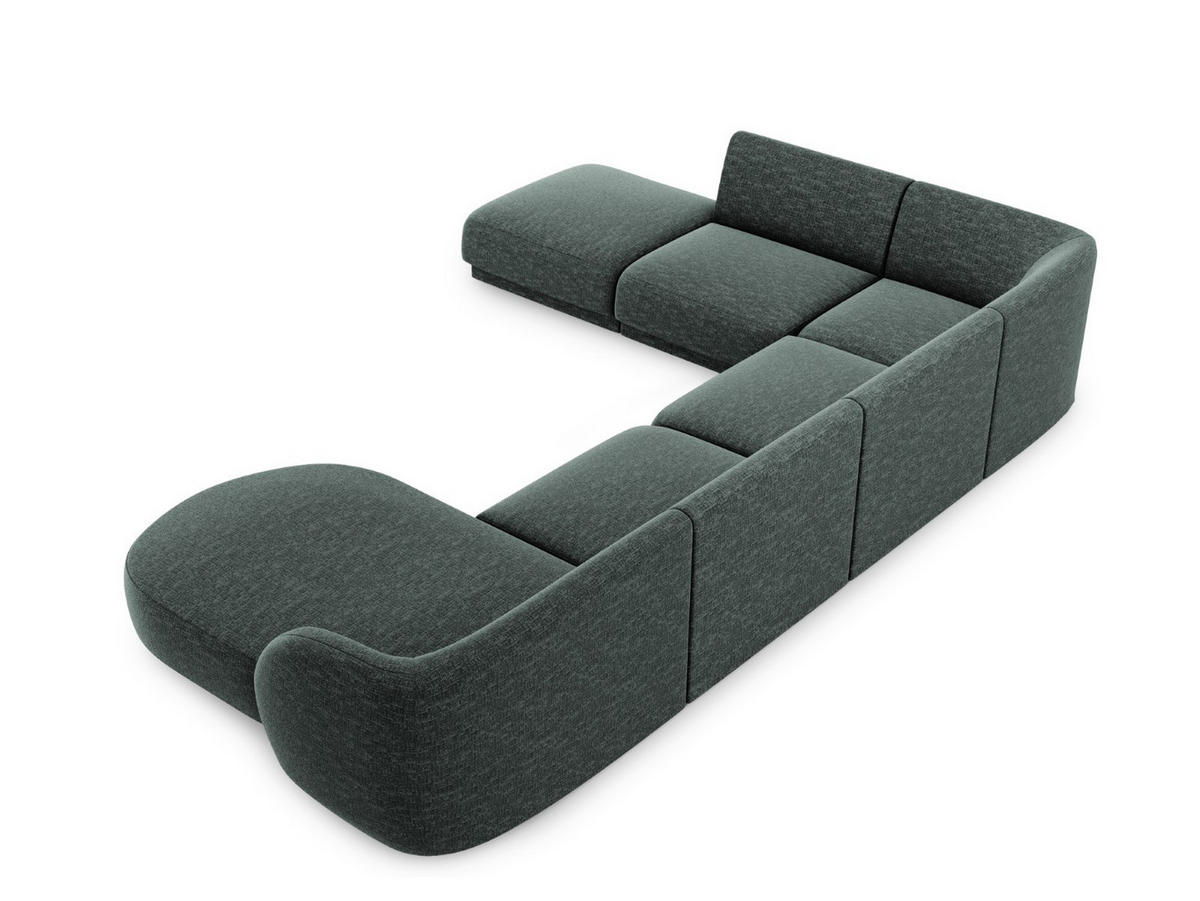 PANORAMASOFA links Miley aus Chenille-Stoff petrol 6 Sitzplätze - Petrol, Textil (255/70/330cm) - Micadoni