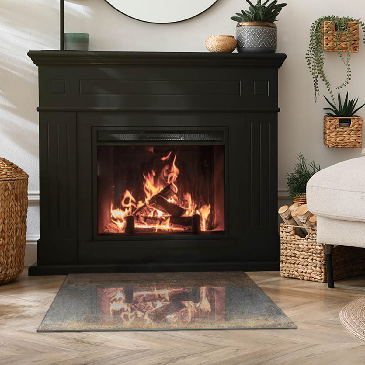 GLASPLATTE für Kamin 80x60 cm - Braun, Glas (80/60/0.4cm) - TULUP