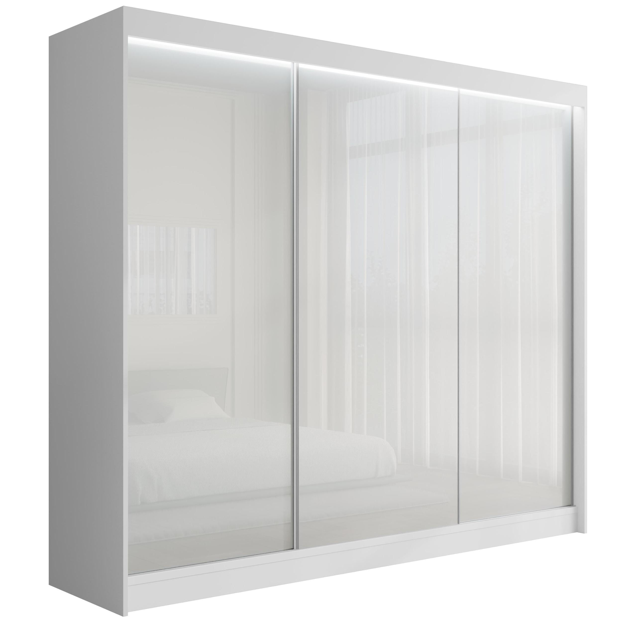 KLEIDERSCHRANK PEKA mit LED - 250 cm - Weiß - Weiß, Holzwerkstoff (250/215/61cm) - ALTDECOR