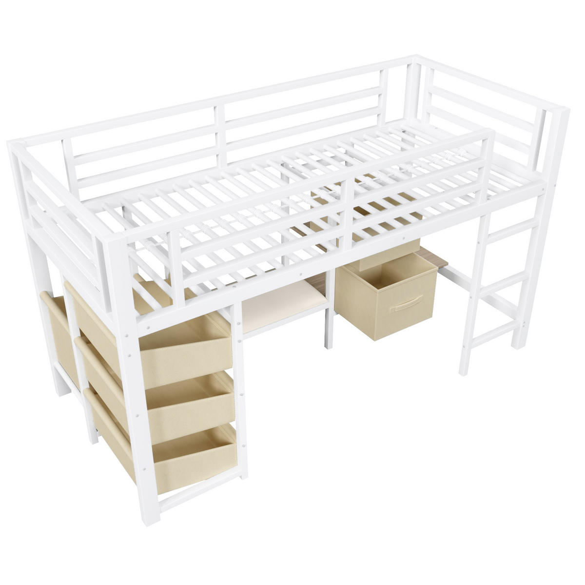 HOCHBETT 90/200 cm aus Metall mit LED-Beleuchtung und Stauraum in Weiß - Weiß, Metall (90/200cm) - Flora Grace