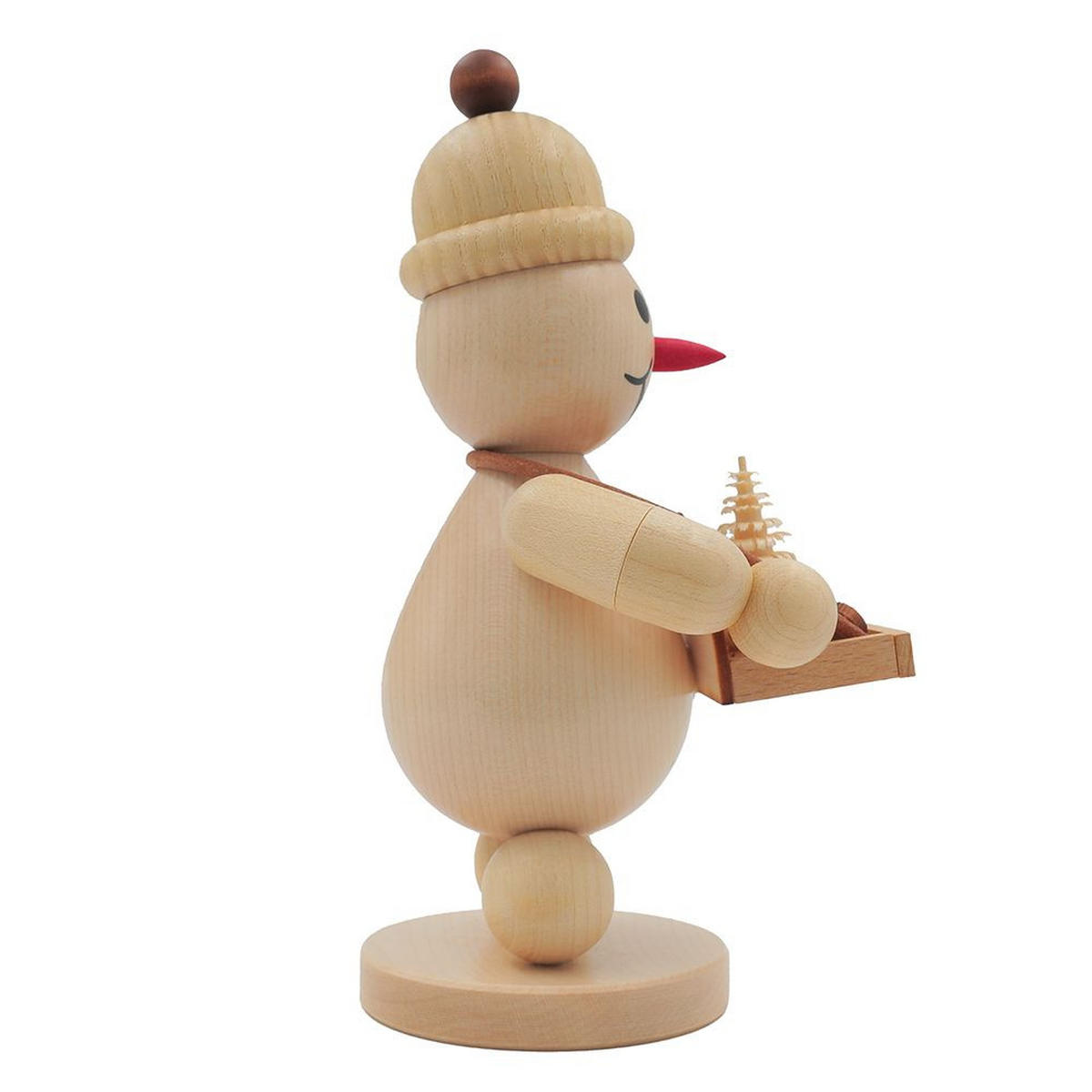 HOLZFIGUR Schneemann Junior mit Bauchladen auf Sockel 17 cm - Multicolor, Holz (10/1/0.1cm)
