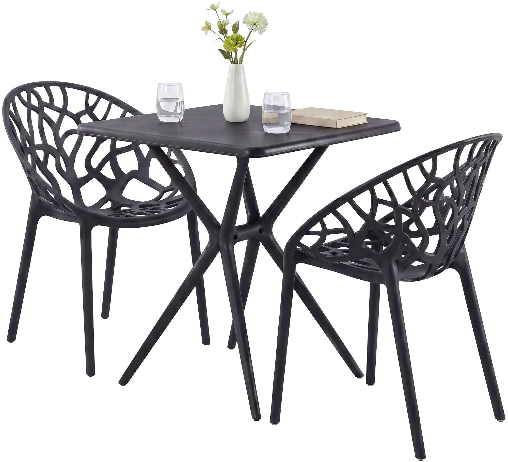 GARTENSITZGRUPPE 2 Kunststoff Schwarz - Schwarz, Kunststoff - CLP