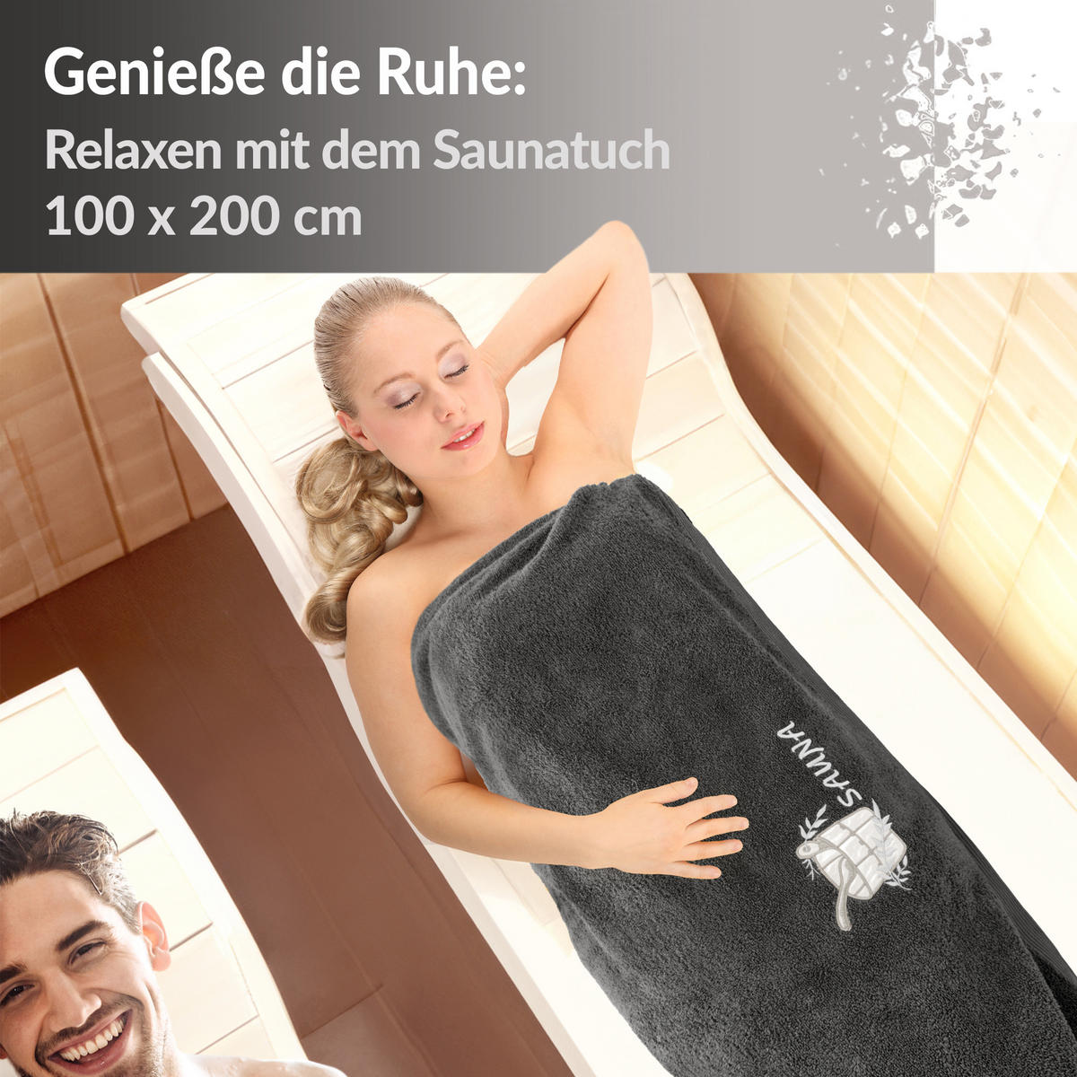 SAUNATUCH Lillby Anthrazit Grau 100x200 cm - Anthrazit, Textil (100/200cm) - Lashuma