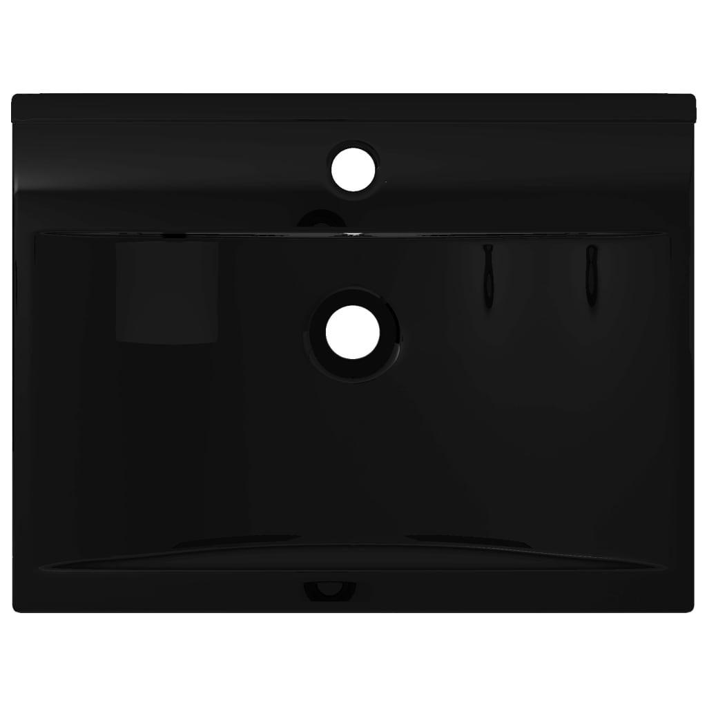 Thumbnail - Nettlife Waschbecken, Schwarz, Keramik, 60x16x46 cm, Badezimmer, Waschbecken & Armaturen, Waschbecken