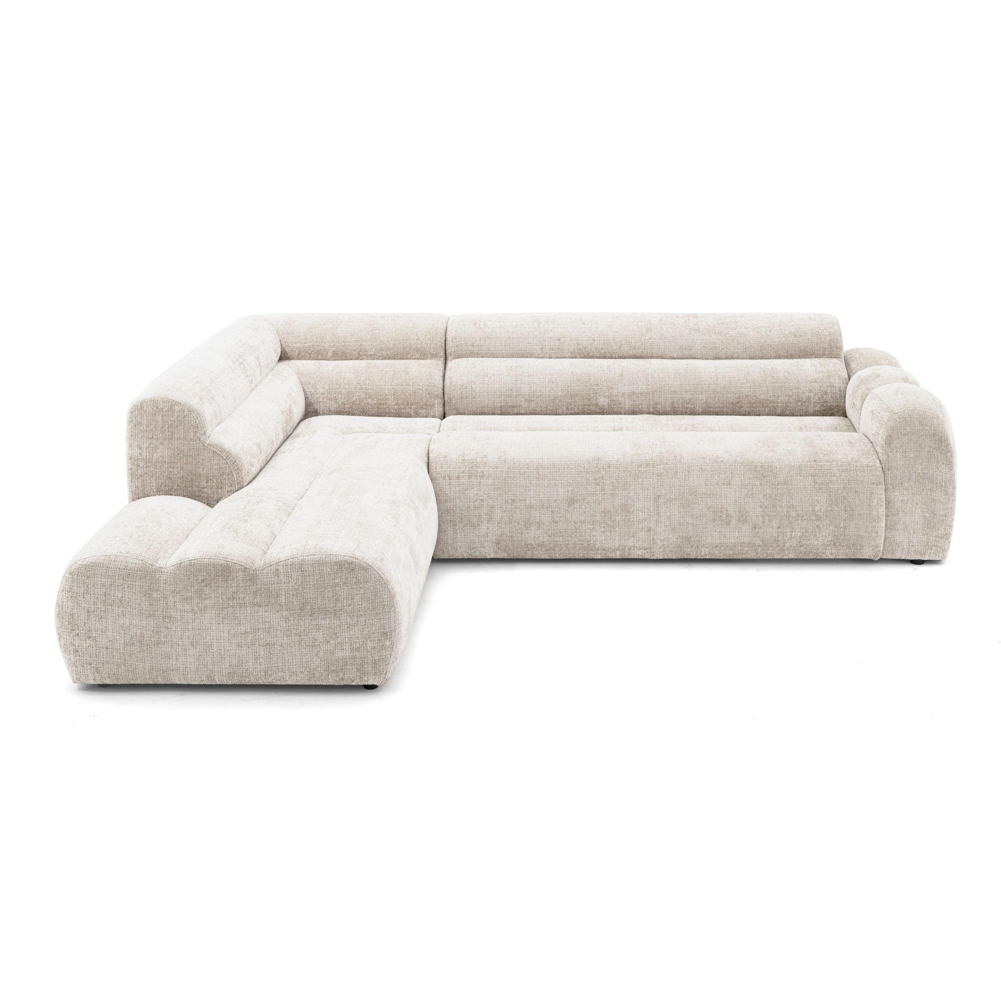 4-SITZER modulares Ecksofa VEER L Links, 283 x 190 cm, Chenille Webstoff Creme - Creme/Schwarz, Holz/Kunststoff (283/190cm) - Muffo