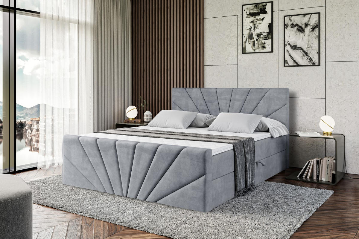AMERICKÁ postel MILTIO-Z – 200 x 200 cm – H3 – šedá - šedá, kompozitní dřevo (200/200cm) - ALTDECOR