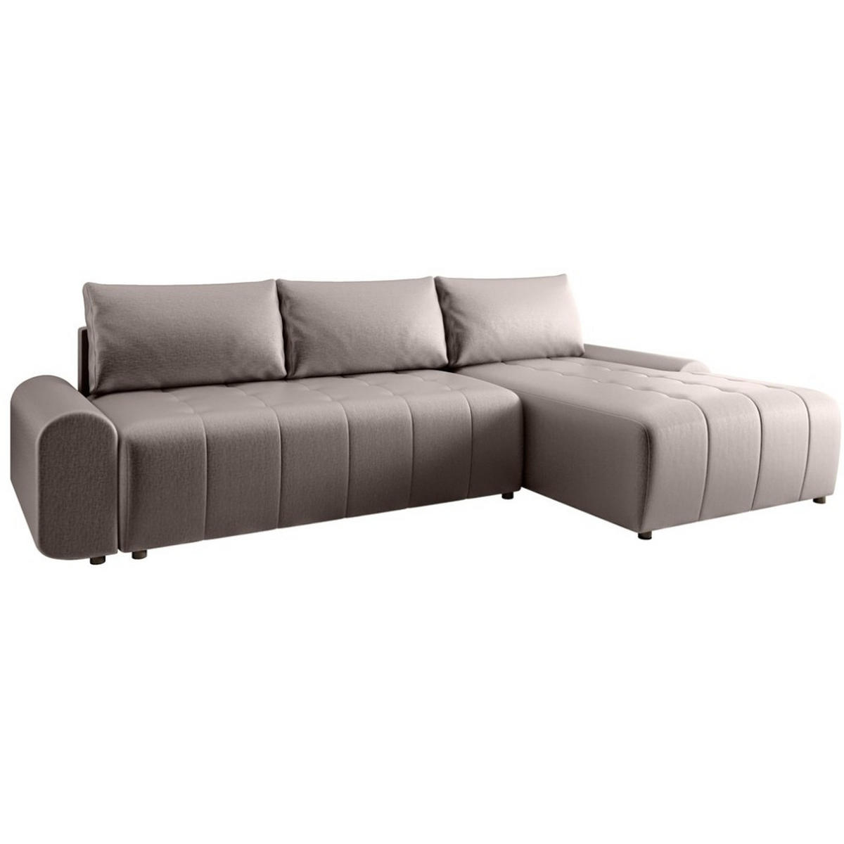 ECKSCHLAFSOFA Costa L Taupe rechts - Taupe/Schwarz, Kunststoff/Textil (290/169cm) - Beautysofa