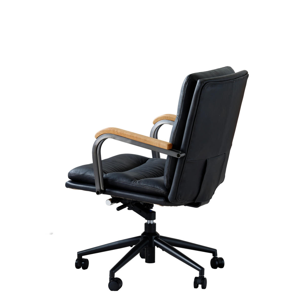 BÜROSTUHL in Schwarz 59x73x87 cm aus Leder mit Höhenverstellung und Drehfunktion - Schwarz, Leder (73/87/59cm) - IVMEU