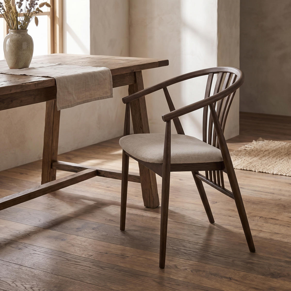 MATSTOL Asti 54 x 57 x 78 cm – rökt/sandgrå - Grå, Trä/Textil (54/78/57cm) - ebuy24