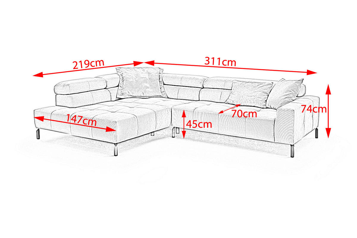 ECKSOFA MIT MOTORISCHEM SITZVORZUG OHIO Anthrazit Cord - Anthrazit/Schwarz, Textil/Metall (311/219cm) - KAWOLA