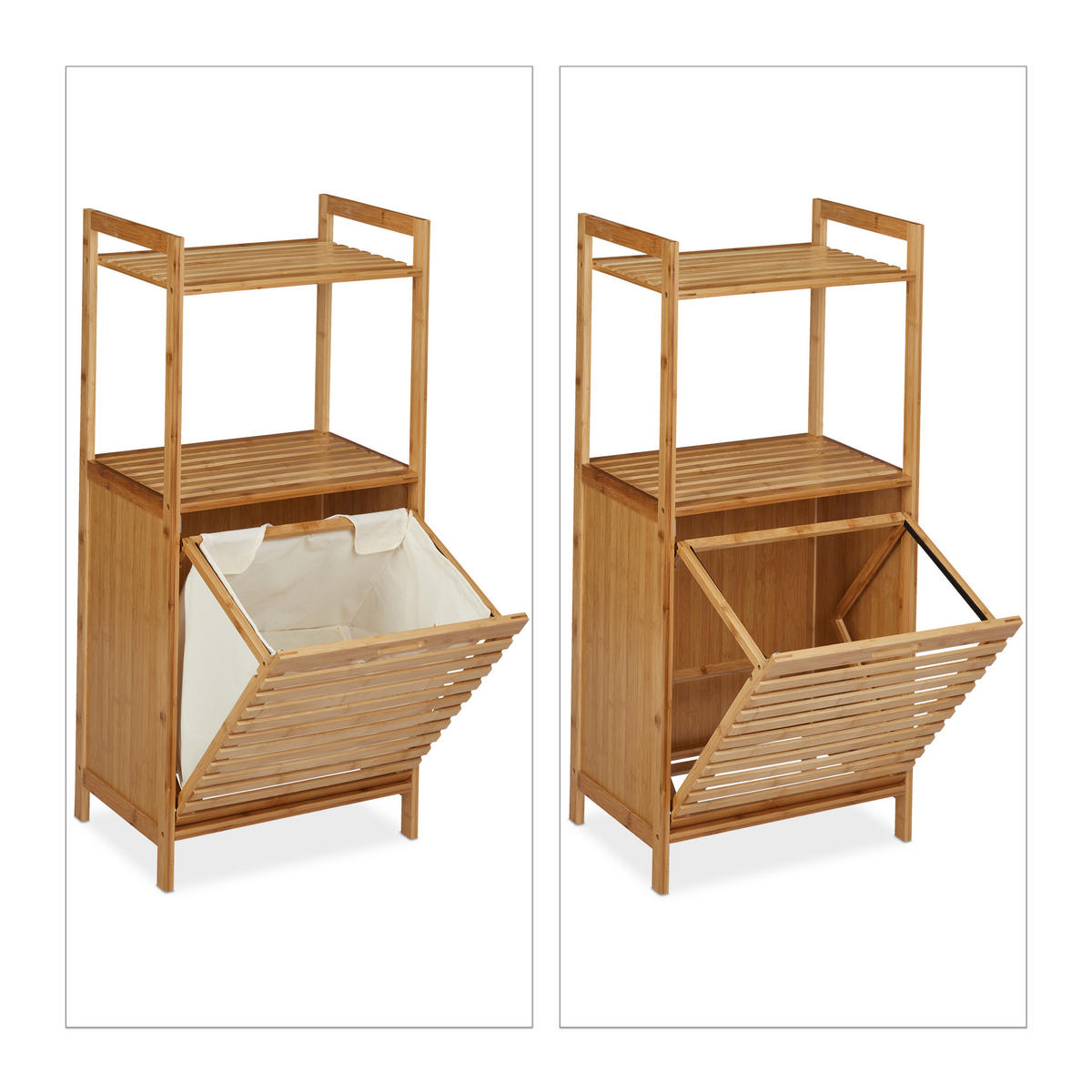 WÄSCHESCHRANK - Hellbraun, Holz/Holzwerkstoff (45.5/100/33.5cm) - Relaxdays