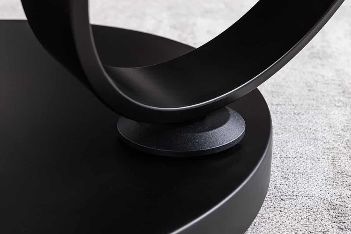 COUCHTISCH DANCING RINGS Marmor rund Grau|Weiß 80cm - Schwarz/Weiß, Keramik/Metall (80/80/44cm) - riess-ambiente