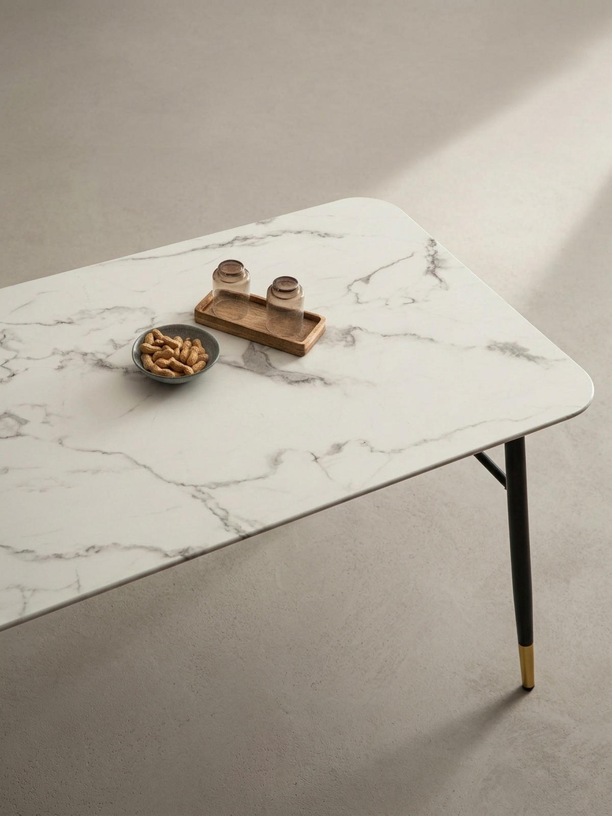 ESSTISCH Marmoroptik Metall Rechteckig Modern Klein, Weiß 140x80x76 cm - Goldfarben/Weiß, Holzwerkstoff/Metall (80/140/76cm) - KADIMA DESIGN