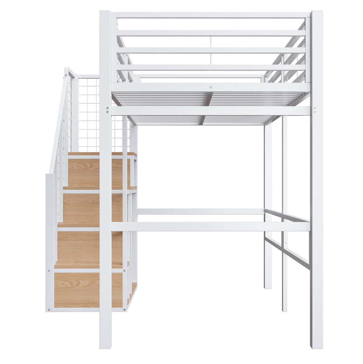 PATROVÁ postel 140/200 cm bílá z kovu a MDF s úložným prostorem - bílá, kov (90/200cm) - OKWISH