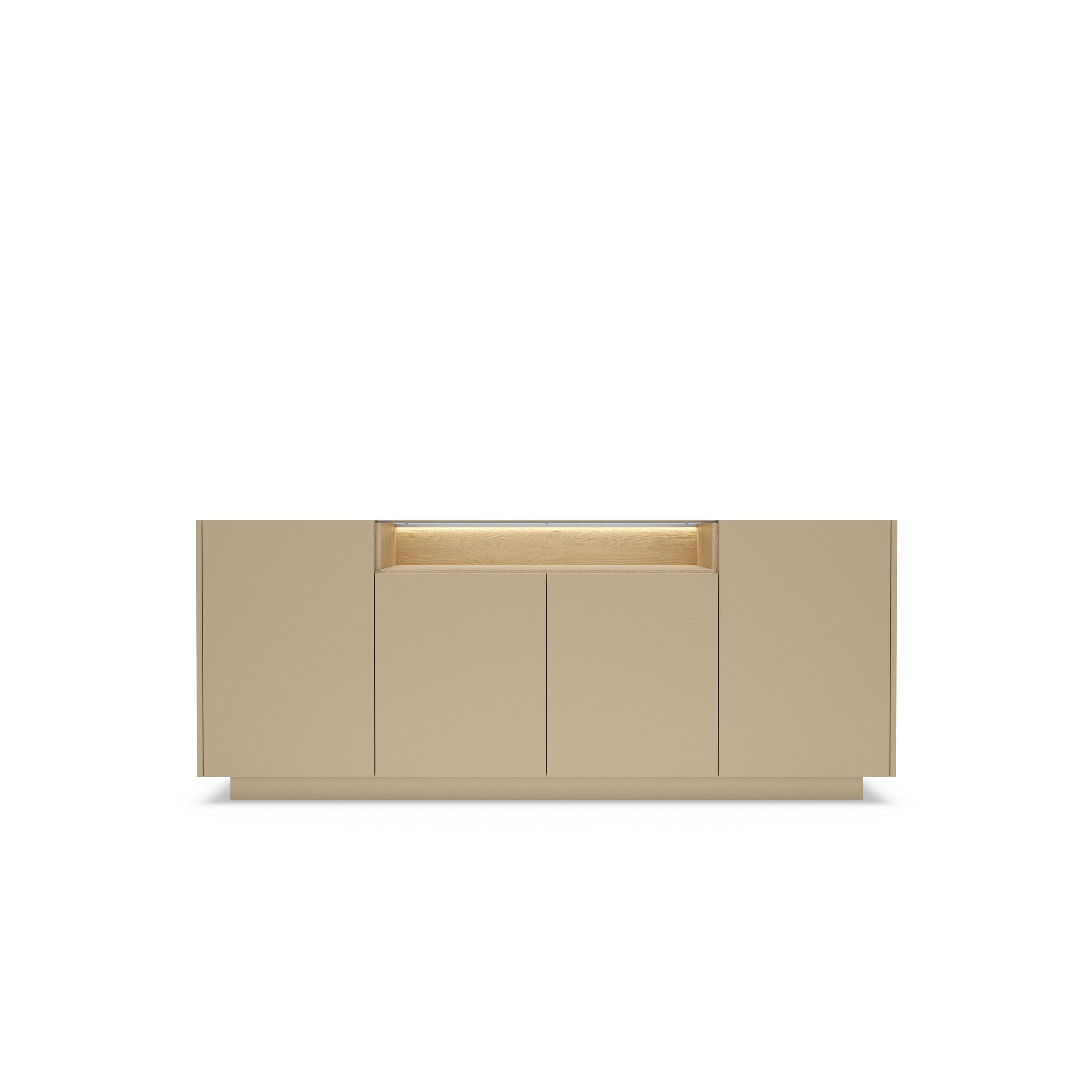 KOMMODE PORTA 203/83/39,5cm mit Schubladen 4 Türen Beige - Eichefarben/Beige, Holzwerkstoff (203/83/39.5cm) - MASSENO