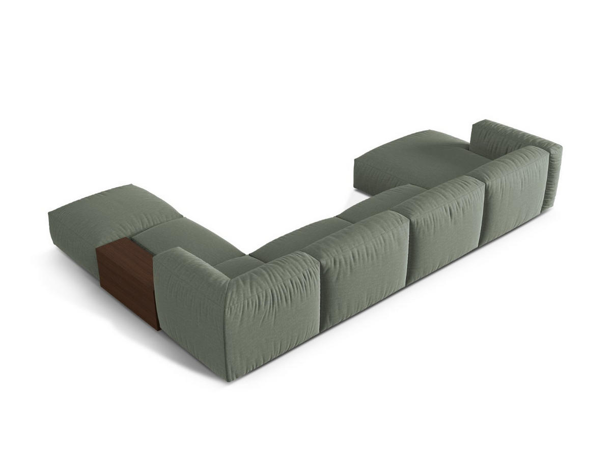 PANORAMASOFA modular rechts Martina aus strukturiertem Stoff moosgrün 5 Sitzplätze - Salbeigrün, Textil (406/75/280cm) - Micadoni