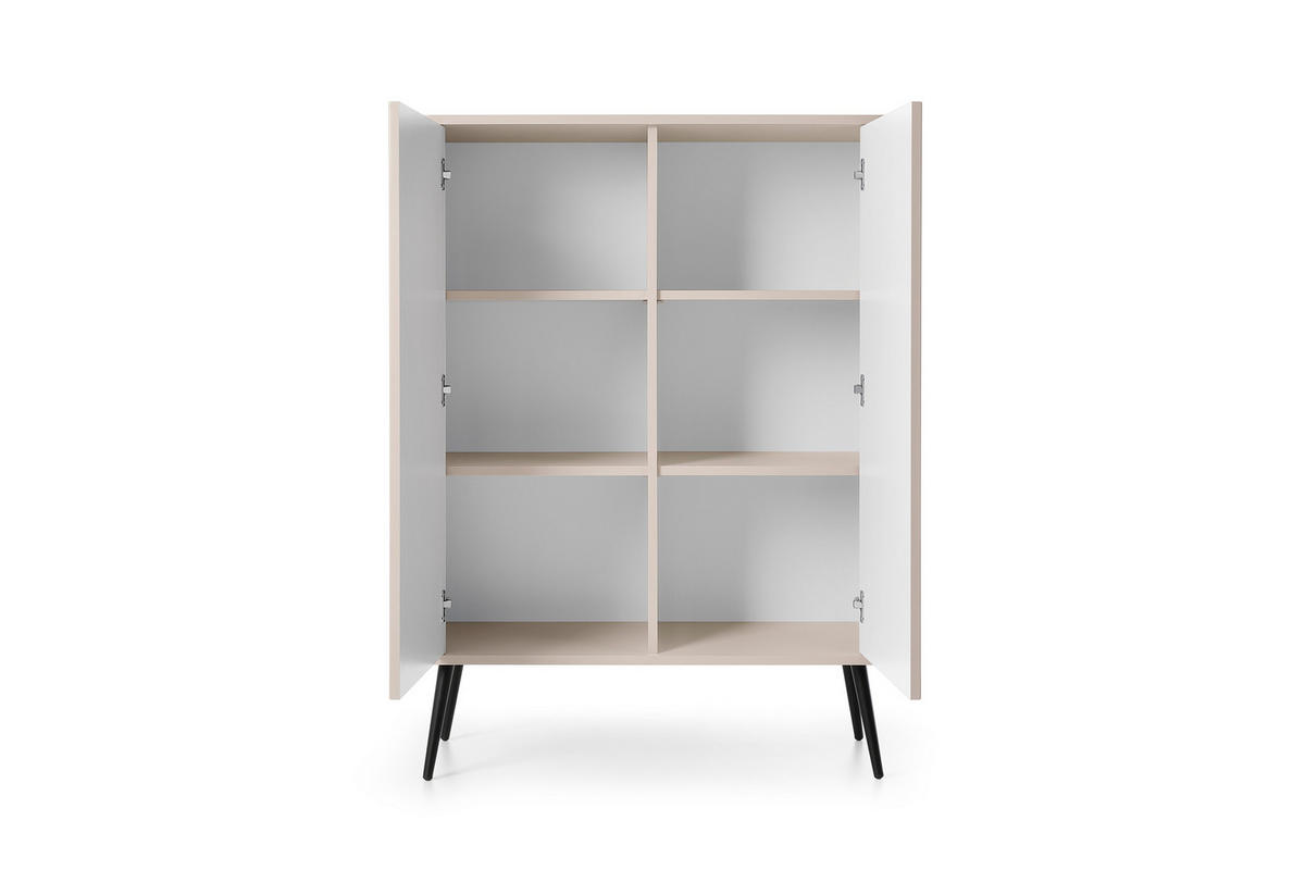 KOMMODE ZOVA - K-103, mit 6-Regalen, Metallfüße 103x39x129 cm CASHMERE - Schwarz, Holzwerkstoff/Kunststoff (103/129/39cm) - DomoHome
