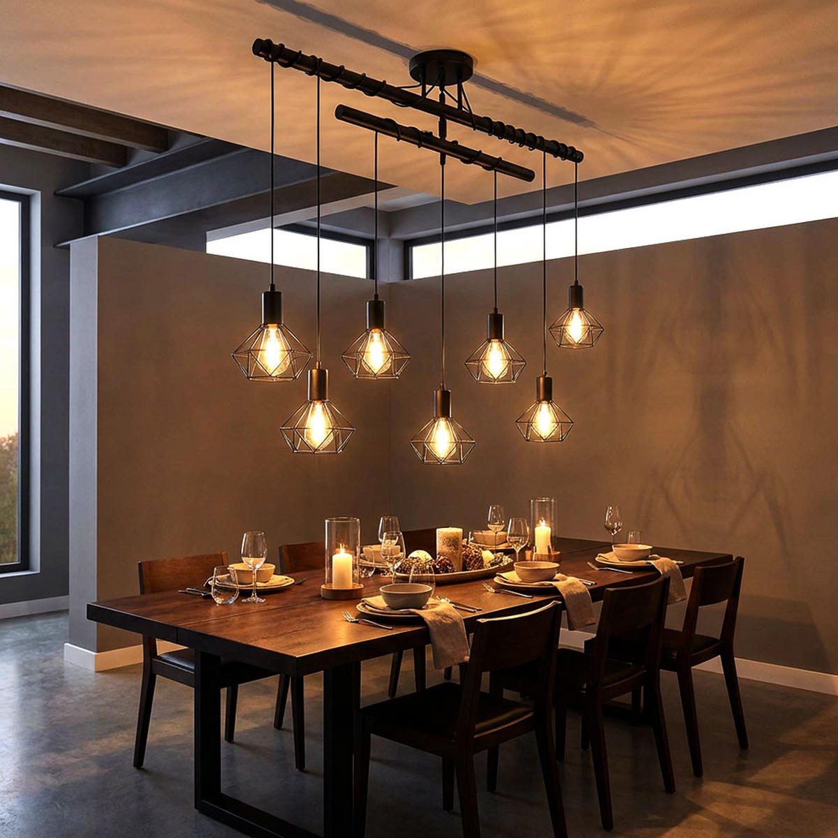 HÄNGELEUCHTE XARA I Schwarz Matt - Schwarz, Metall (100/15/100cm) - Globo Lighting