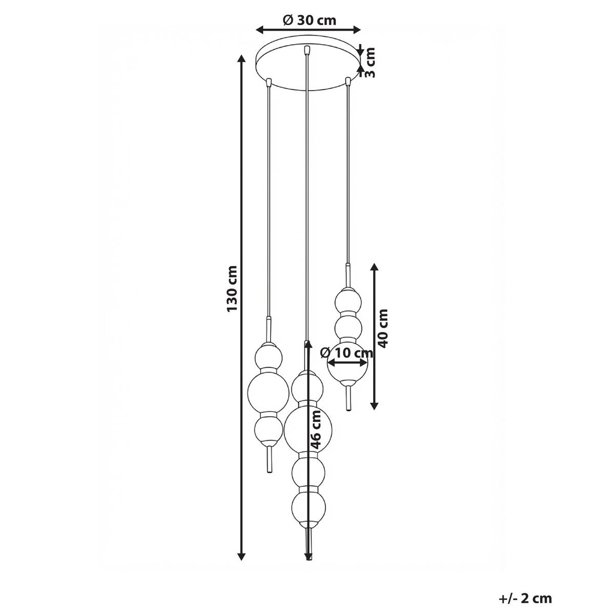 LUSTRĂ SUSPENDATĂ aurie Aras - auriu/transparent, sticlă (30/30/130cm) - Beliani