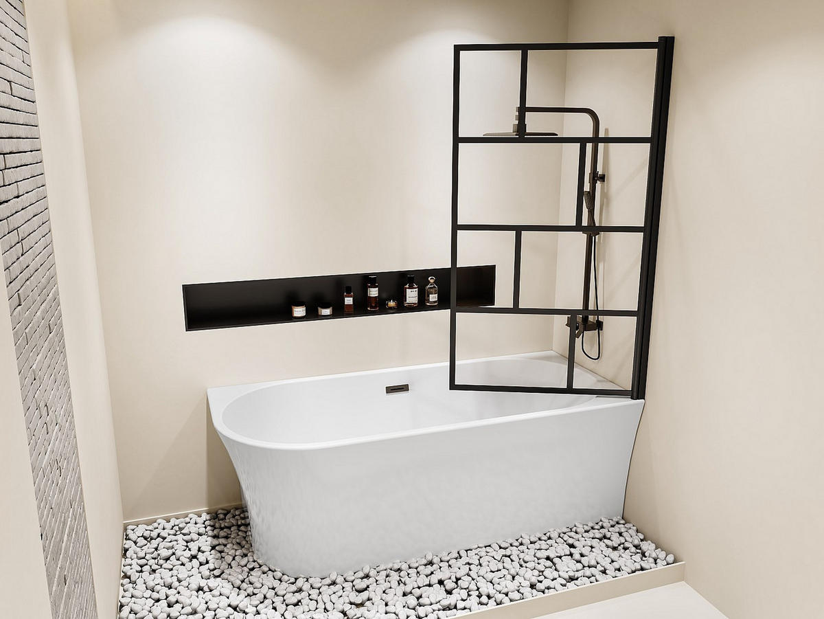 DUSCHBADEWANNE - 1 -Sitzer - Acryl - weiß - PONTICOLA - Weiß, Kunststoff (150/59/75cm) - Vente-Unique